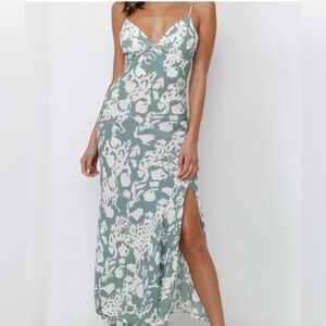 Hello Molly Green and White Midi Dress